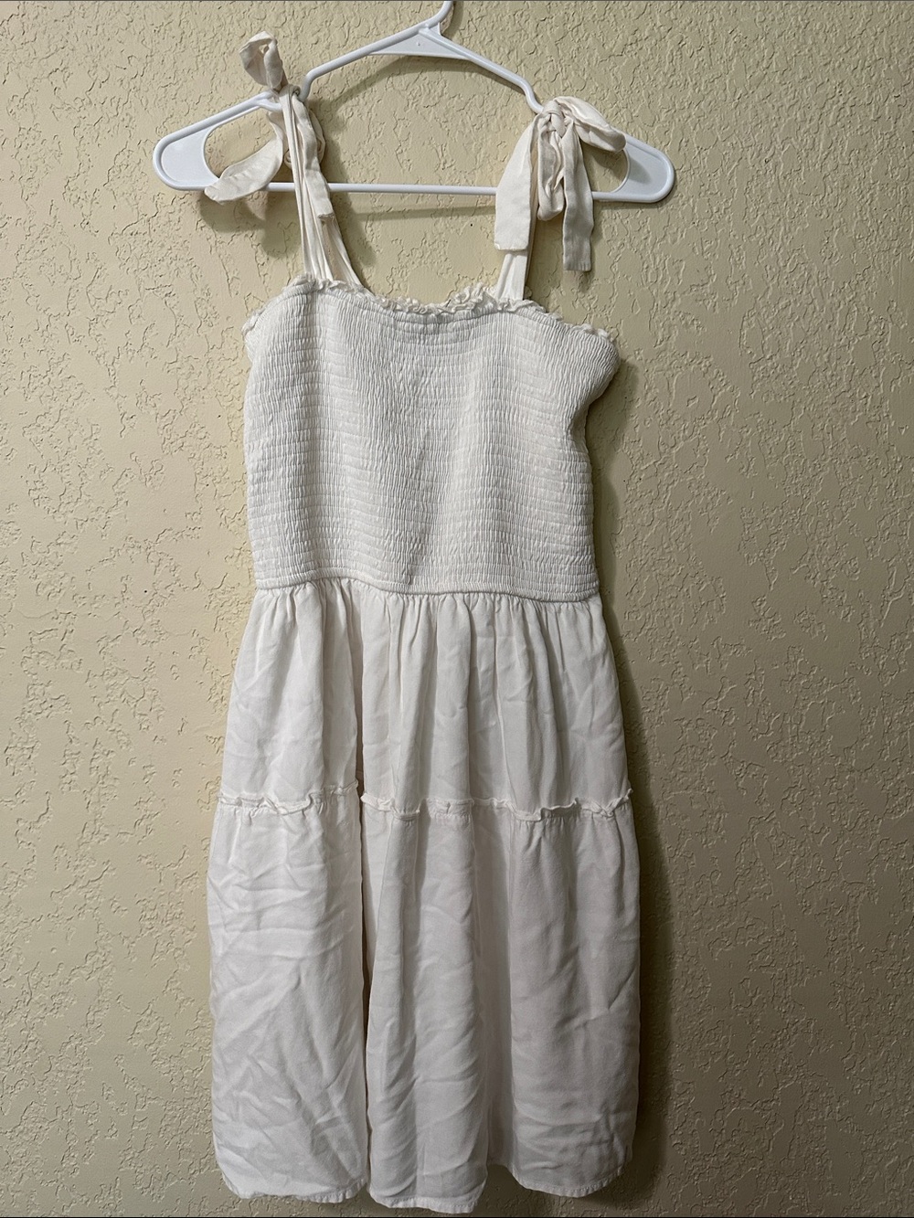 Womens Cream Sundress with Tie Straps M